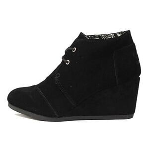 TOMS Womens Desert Wedge Black Suede Lace Boots Booties Size 7